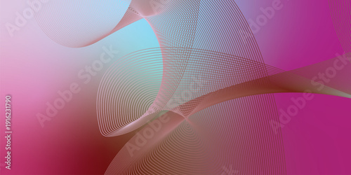 Bisque Fuchsia and azure abstract shape grainy gradient background with black backdrop and noisy texture for wide banner poster and header design
