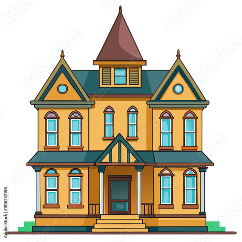 Elegant victorian house with symmetrical design, steep roof, and classic architectural elements showcasing timeless charm and historical style