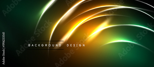 Abstract neon lines create dynamic background. Gradient colors blend, forming flowing shapes. Text reads background design.