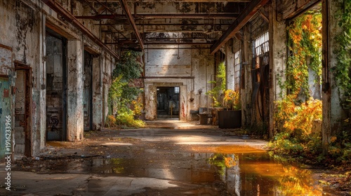 Dusty Silence Inside a Deserted Warehouse Hall