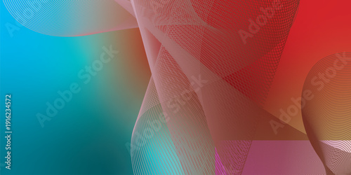 Bisque red and azure abstract shape grainy gradient background with black backdrop and noisy texture for wide banner poster and header design