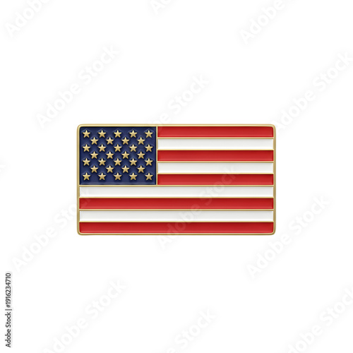 Gold-bordered United States Flag Illustration on Transparent Background Representing Patriotism