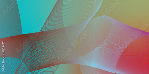 Bisque red and azure abstract shape grainy gradient background with black backdrop and noisy texture for wide banner poster and header design