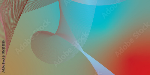 Bisque red and azure abstract shape grainy gradient background with black backdrop and noisy texture for wide banner poster and header design