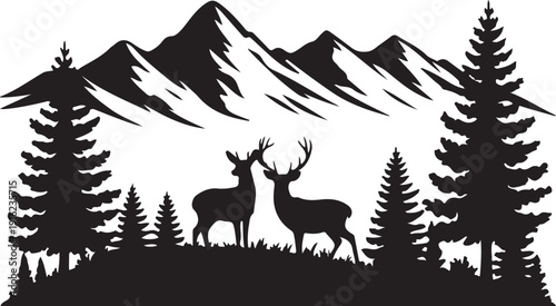 Vector deer in the wilderness