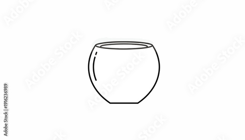 Simple Line Art Drawing of a Round Fish Bowl