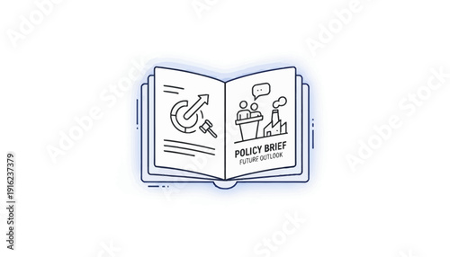 Policy Brief Open Book Icon: Future Outlook, Strategy, and Public Speaking