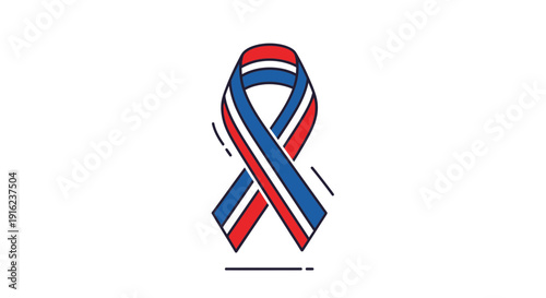 Red White Blue Ribbon Awareness Symbol, Support, Patriotism, Independence Day