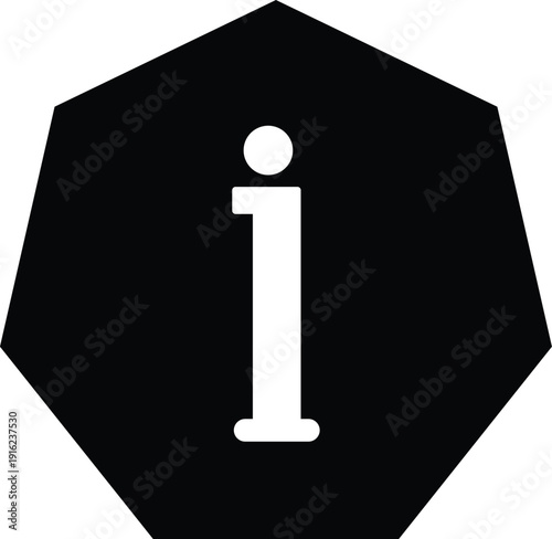 Hexagon Information Icon with Lowercase Letter i for Help and Support
