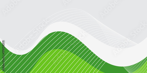Abstract natural White and Green wave wide bright poster, retro,