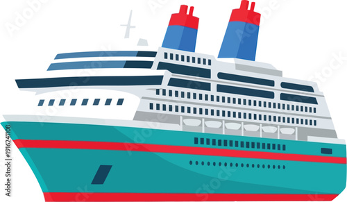 Modern cruise ship illustration isolated on white background for travel and tourism design