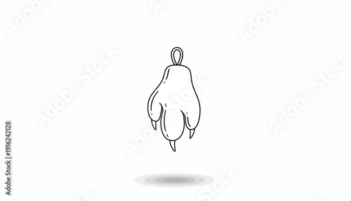Hand-drawn illustration of a lucky rabbit's foot charm with a loop for hanging