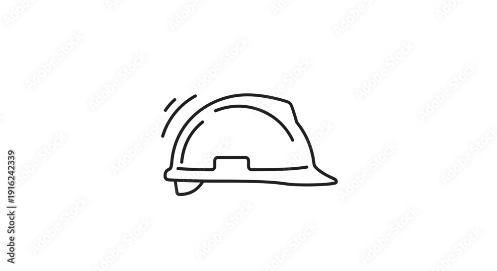 Fototapeta premium Hard Hat Icon, Safety Helmet Symbol, Construction Worker Head Protection, Vector Line Art