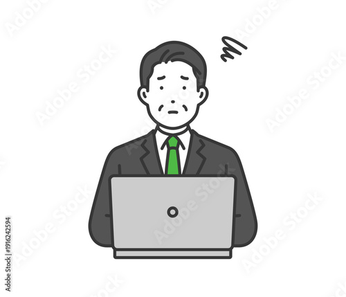 パソコンで悩む,社長