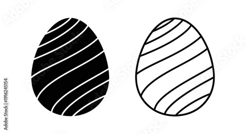 Minimalist black and white egg design with curved lines and shapes Vector