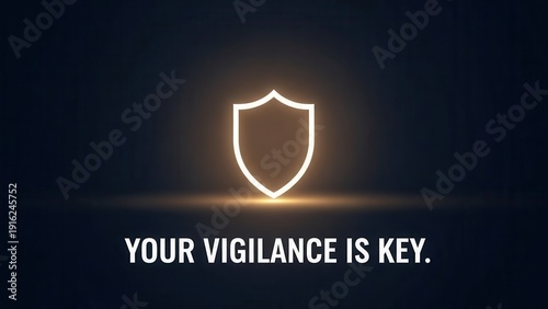 Glowing Shield Symbol Represents Security and Vigilance