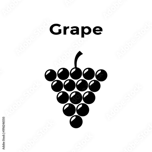 Grape bunch fruit icon with round circle shapes and stem for wine production and fresh fruit market branding.