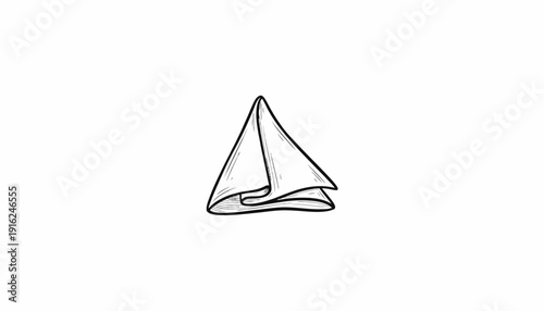 Hand-drawn napkin folded into a triangle, isolated on white background