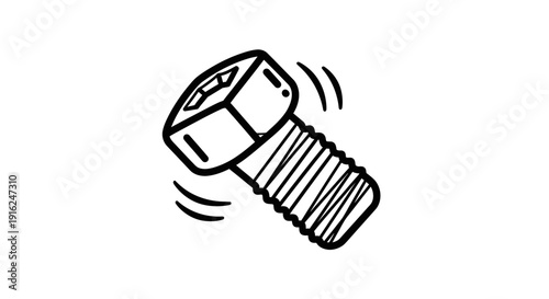 Hand-drawn illustration of a vibrating bolt with nut, symbolizing loose connection or repair