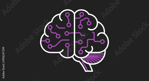 Digital Brain Circuit Board Technology Concept.