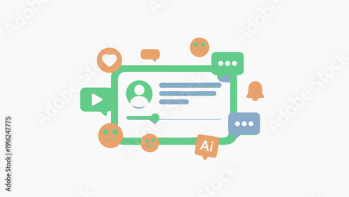 Digital Profile Interface with Social Media Icons and AI Symbol.