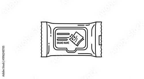 Wet Wipe Package Icon, Cleaning Product, Hygiene, Brand Name Placeholder