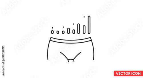 Weight loss progress icon: measuring tape around waist with growth chart