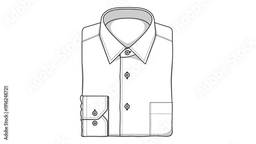 Neatly folded white formal dress shirt with buttons and cuff links for retail fashion or professional business attire catalog images.