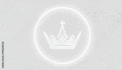White Crown Icon with Glowing Circle on Textured Gray Background