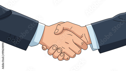 Close up of two business professionals shaking hands in agreement symbolizing successful partnerships or completed corporate deals.