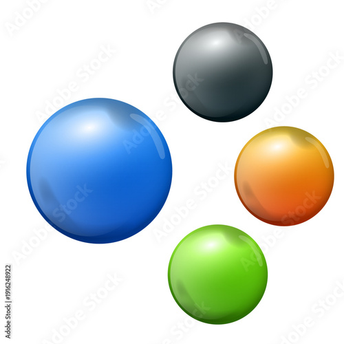 Set of colored spheres vector volumetric realistic object without background