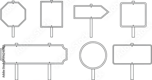 Set of vector billboard silhouette signs bundle for design and advertising various shapes and styles