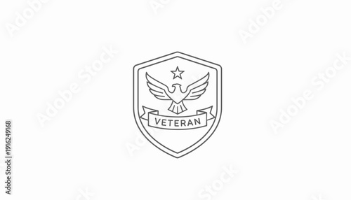 Veteran Emblem Badge with Eagle and Star, Military Service Symbol