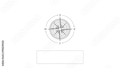 Vintage Compass Rose Nautical Navigation Tool with Arrows and Cardinal Directions