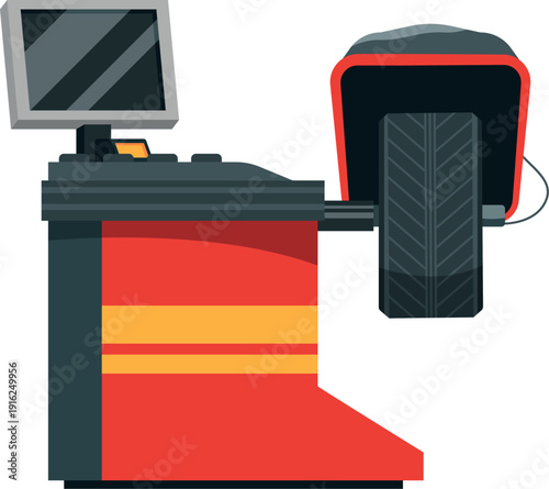 Fotografija Wheel balancer machine. Auto maintenance cartoon icon.