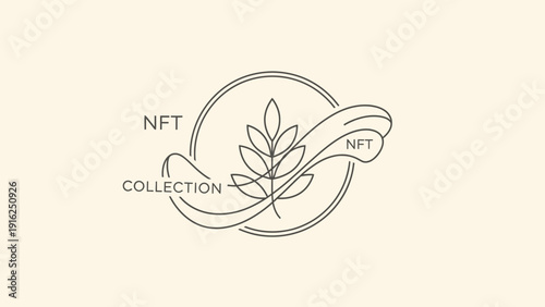 Elegant NFT Collection Logo with Botanical Element.