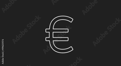 Euro Currency Symbol Outline Graphic Design.