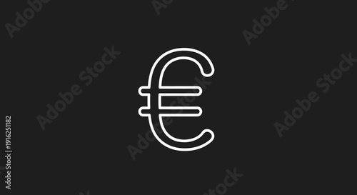 Euro Currency Symbol Outline Graphic Design.