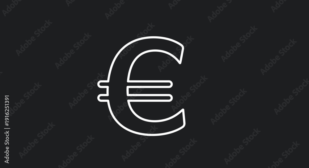 Obraz premium Euro Symbol Outline on Dark Background Financial Concept.