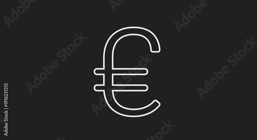 Euro Currency Symbol Outline on Dark Background.