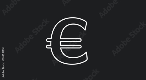 Euro Symbol Outline on Dark Background Financial Concept.