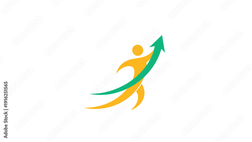 Obraz premium Human Figure with Upward Arrow Symbolizing Growth and Success.