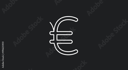 Minimalist Euro Symbol Line Art on Dark Background.