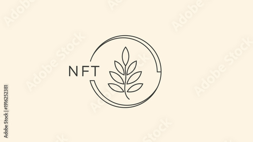 Minimalist NFT logo with a delicate plant illustration inside a circle.