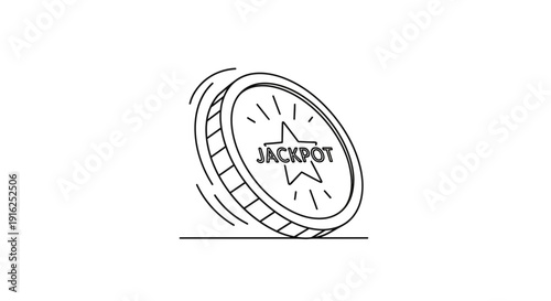 Spinning Jackpot Coin with Star Icon, Gambling and Luck Concept