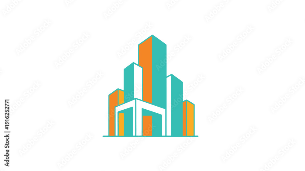 Fototapeta premium Modern Abstract Building Design with Colorful Facade.