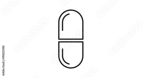 Simple Outline Icon of a Capsule Pill, Medical Symbol