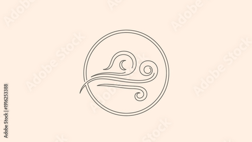 Minimalist Wind Symbol in a Circle.