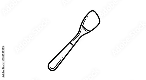 Simple black and white line drawing of a spoon, isolated on white background.