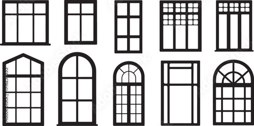 Various Window and Door Designs in Black and White